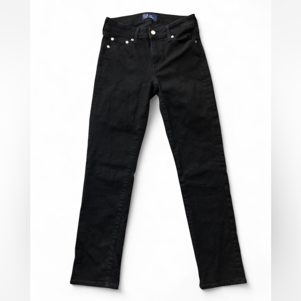 GAP Mid Rise Classic Straight Black Jeans, size 4 Regular